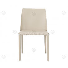 White Saddle leather dining chairs